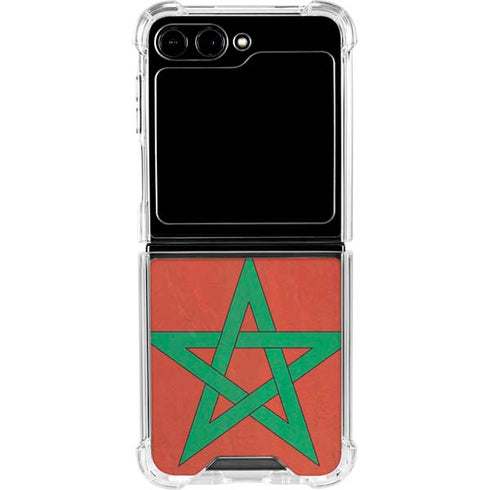 Morocco Flag Distressed Galaxy Z Flip5 5G Clear Case